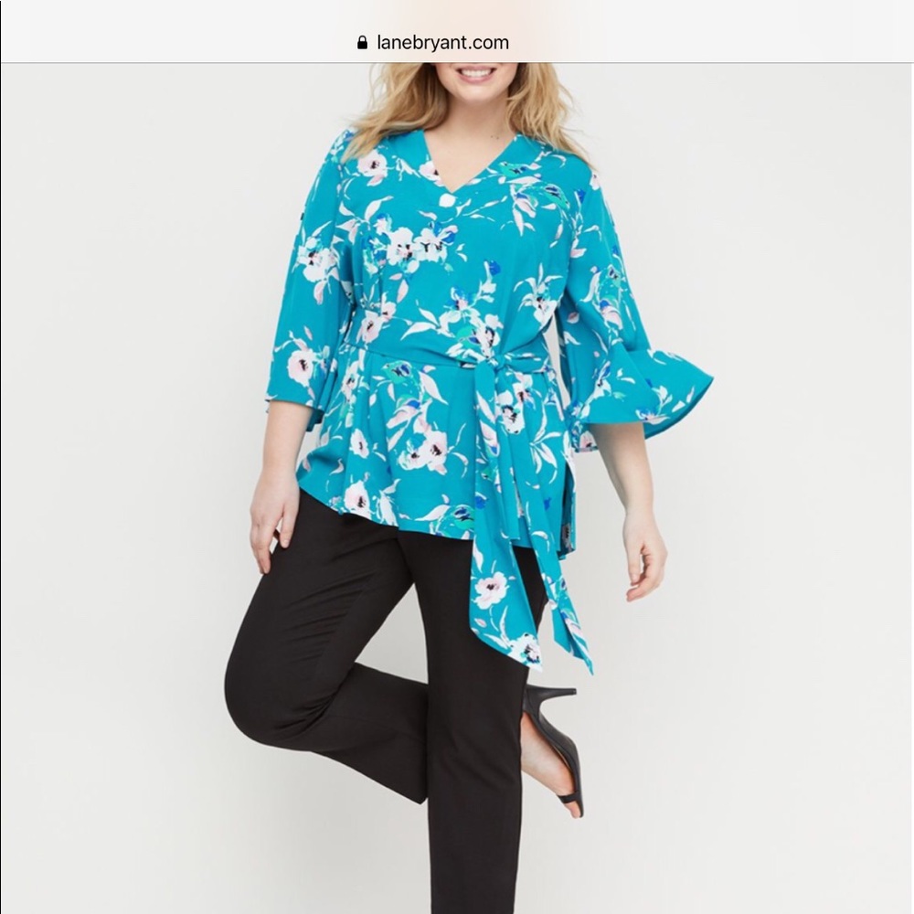NWT Lane Bryant Belted Floral Tunic Top